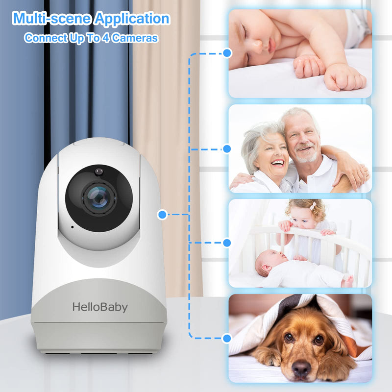 HelloBaby Monitor with Camera and Audio, 5'' Screen with 16-Hour Video Streaming, Remote Pan-Tilt-Zoom Camera, Two-Way Talk, VOX Mode, Auto-Night Vision, Range up to 960ft and No WiFi - BeesActive Australia