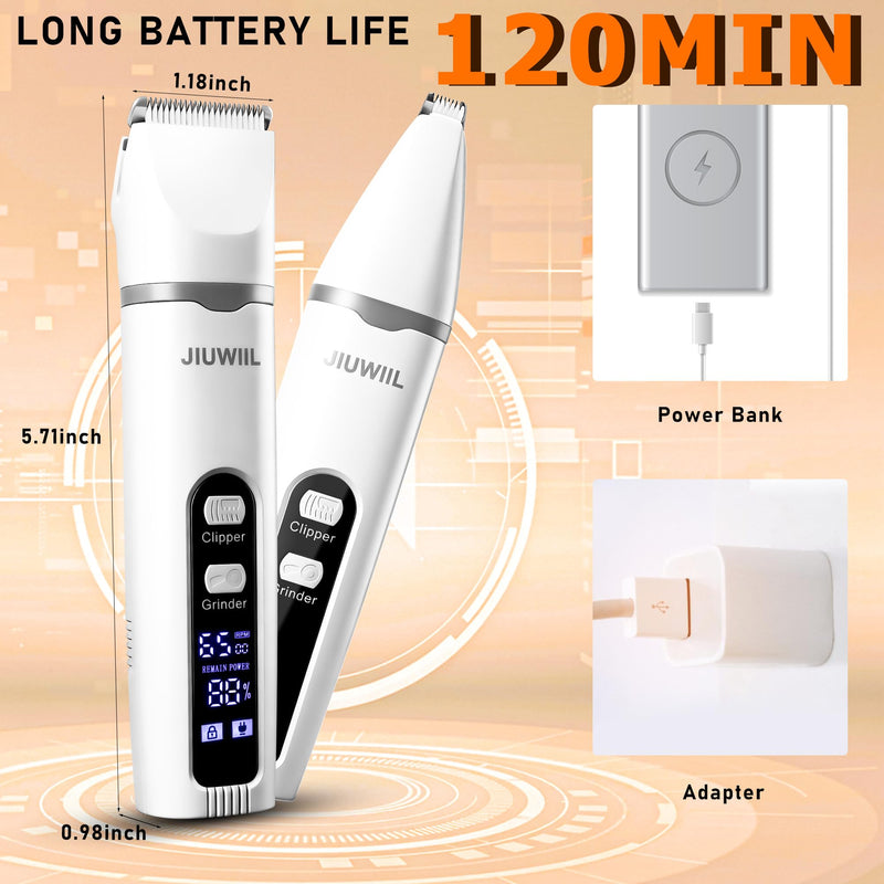Dog Clippers for Grooming, 4 in 1 Dog Grooming Kit Hair Clipper with LCD Display, Dog Trimmer for Grooming, Dog Hair Trimmer for Paw Nail Grinder,Shaver Grooming Supplies for Pet Cats Dogs