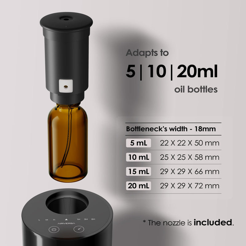 Airversa Waterless Essential Oil Diffuser Starter Kit with 30mL Hotel Fragrance Oil Inspired by BaCRT, Battery Operated Car Diffuser, Portable Aroma Nebulizer for Home Car Office, AN6Kit-4, Black An6b-htl-bac30 - BeesActive Australia