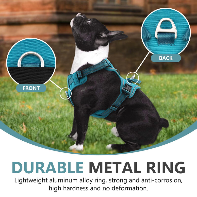 No Pull Dog Harness, Reflective Soft Breathable Mesh Oxford Harness for Dogs, 2 Metal Rings & 4 adjustable buckles Pet Vest Easy Control Handle for Training and Walking (Blue, XS) Blue - BeesActive Australia