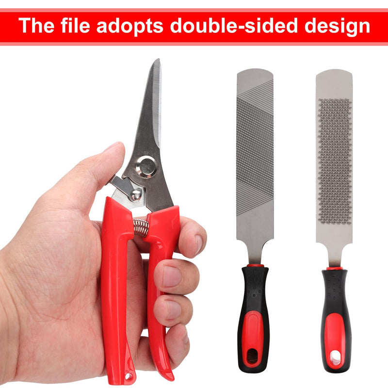 3pcs Goat Hoof Trimmers and File, Nail Clippers for Goats Hoof Nippers Curved/Straight Head Sheep Hoof Trimming Shears Hoof Rasp Horseshoe File for Goat Sheep Lamb Pig Animal Hooves (Red) - BeesActive Australia