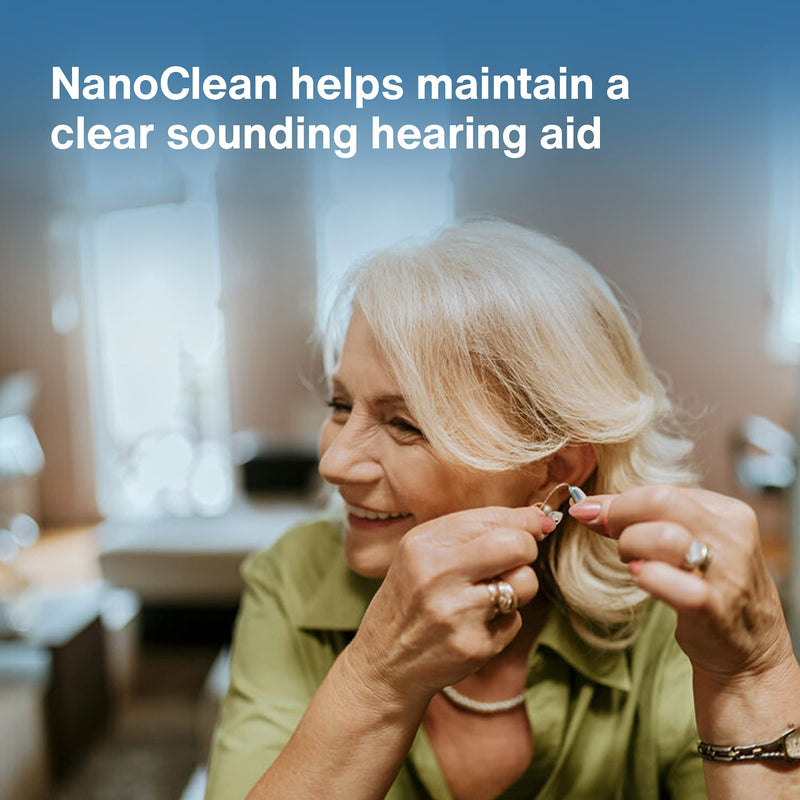 NanoClean All-in-1 Hearing Aid Cleaning Kit - 5 Packs of 100 Ready-to-Use Strands -Gentle & Effective Hearing Aid Cleaner - Earbud Cleaner - Hearing Aid Cleaning Tools Kit - Hearing Aid Accessories 5 Piece Set