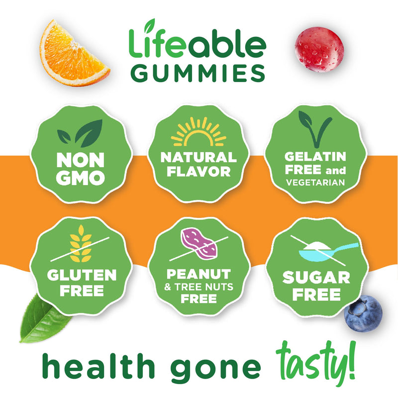 Lifeable Sugar Free Vitamin B Complex Gummies | B-Complex with Vitamin C | Great Tasting VIT B Complex Vitamins | Energy and Nerve Support | B Vitamins Complex for Women, Men, Adults | 90 Gummies