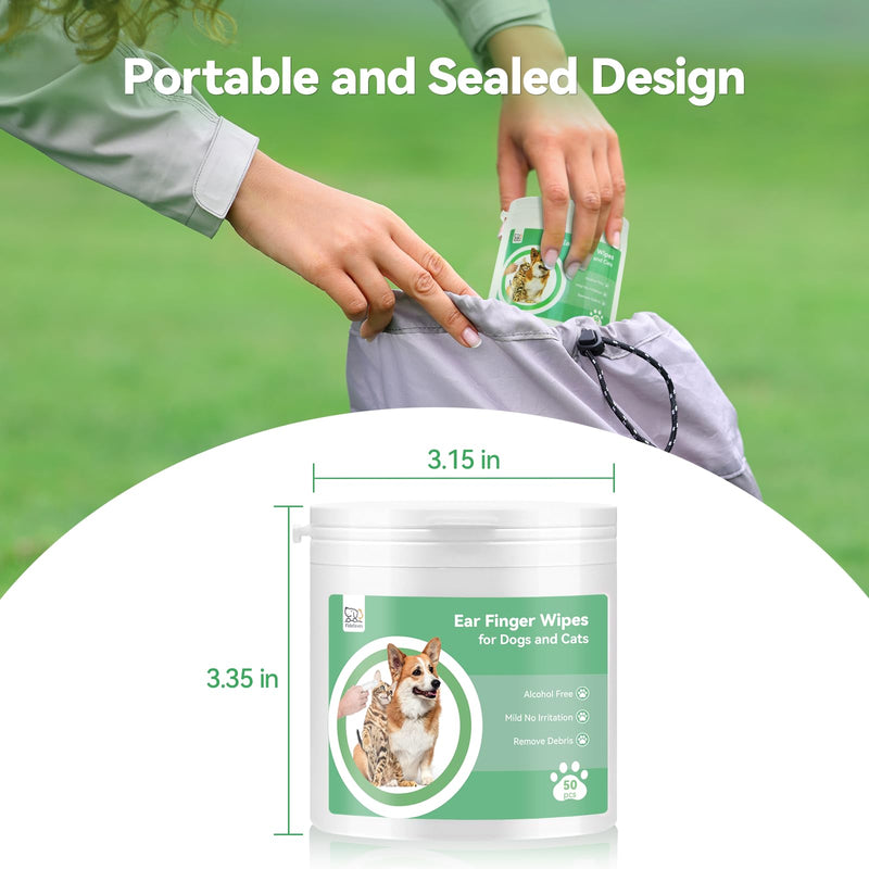 Ear finger wipes for dogs and cats, soft and mild disposable ear cleaning pads, ear cleaner for dogs removes ear wax, soothes and deodorises, relieves itching and inflammation, pack of 50 - BeesActive Australia