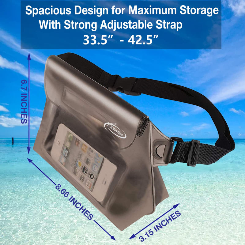 AiRunTech Waterproof Fanny Pack, Beach Cruise Vacation Essentials, Waterproof Pouch Protect Phone Passport Valuables Dry Safety, Paddle Board Kayaking Boating Swimming Accessories-2 Pack（Gray + Black） Black+Grey