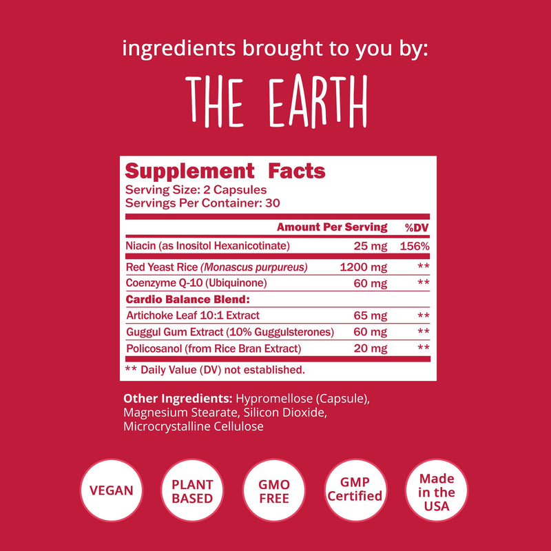 Red Yeast Rice with CoQ10 Supplement 1200 mg - Supports Cholesterol Balance, Heart Health & Circulation - Antioxidant Support with Coenzyme Q10 - Citrinin-Free, Non-GMO, Vegan, 60 Ct 60 Count (Pack of 1) - BeesActive Australia