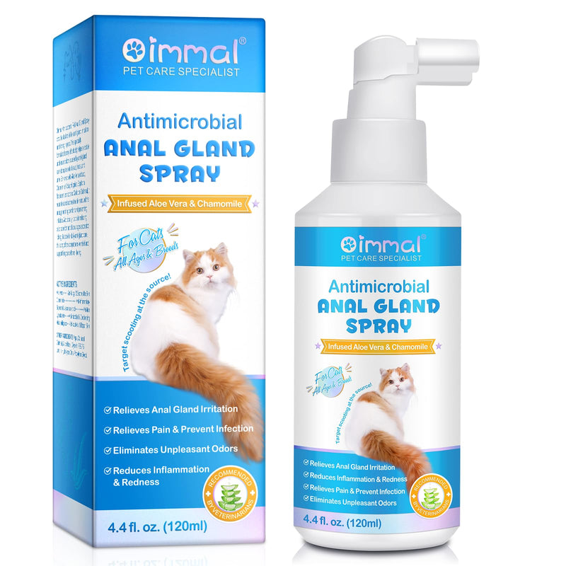 Anal Gland Spray for Cats, Pain Relieving & Anti-Itch Formula, Enriched with Aloe Vera, Comfort and Preventing Irritation, Anal Gland Support Spray for Cats, Pain Relieving Safe for All Cats