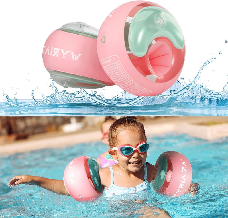 Loowarts Arm Floaties for Kids 1-3 Year,Inflatable Arm Bands Float as Water Wings & Swimmies,3-Chambers Independent Safety System for Toddler Weight (10-33 LB). Pink Floater Sleeves. X-Small (1-3 Yrs) - BeesActive Australia