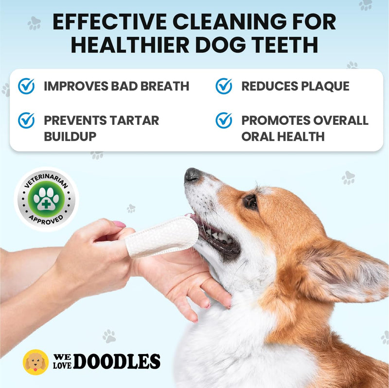 We Love Doodles Dog Teeth Cleaning Wipes & Dog Eye Wipes- Pet Dental Finger Wipes for Dogs, Freshens Breath Dog Dental Wipes, Pre-Soaked Pet Eye Wipes Pads, Safe Dog Eye Cleaner - PawsPlanet Australia