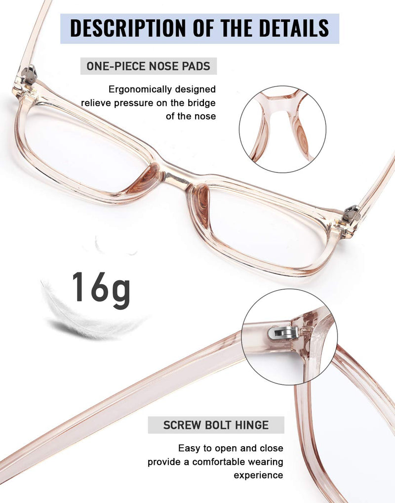 Oversized Square Blue Light Blocking Glasses for Women Men Anti Glare Reduce Eyestrain Computer Glasses Light Orange - BeesActive Australia