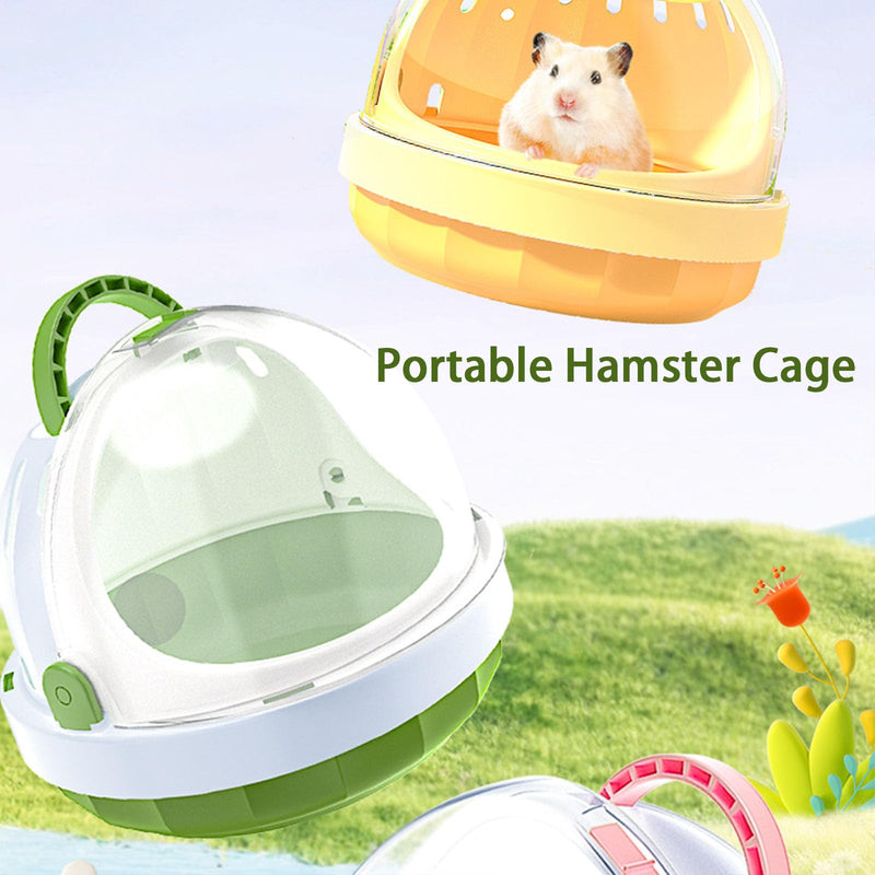 DXQCHDUO Portable Hamster Cage with Water Bottle Guinea Pig Carrier Bag Small Pet Carrier Hamster Travel Bag Handle Handheld Cage Plastic (Green) Green - BeesActive Australia