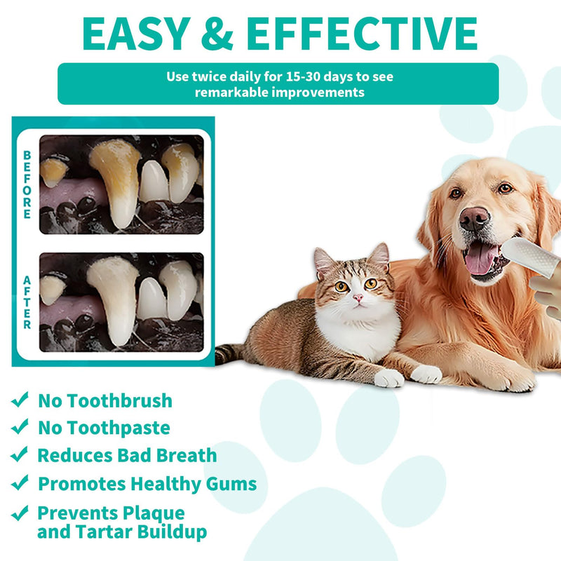 Pet Dental Finger Wipes for Dogs & Cats | Teeth Cleaning Wipes with Natural Formula | Remove Plaque & Tartar | Fresh Breath, Safe & Gentle (50 Count)
