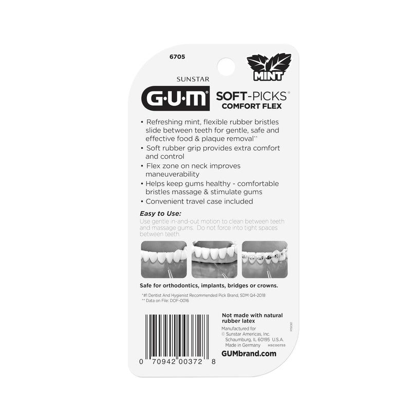 GUM Soft-Picks Comfort Flex, Mint, Dental Picks for Teeth Cleaning Health, Disposable Interdental Brushes with Convenient Carry Case, Dentist Recommended, 80 Count (Pack of 4) 320 Total 80 Count (Pack of 4) - BeesActive Australia