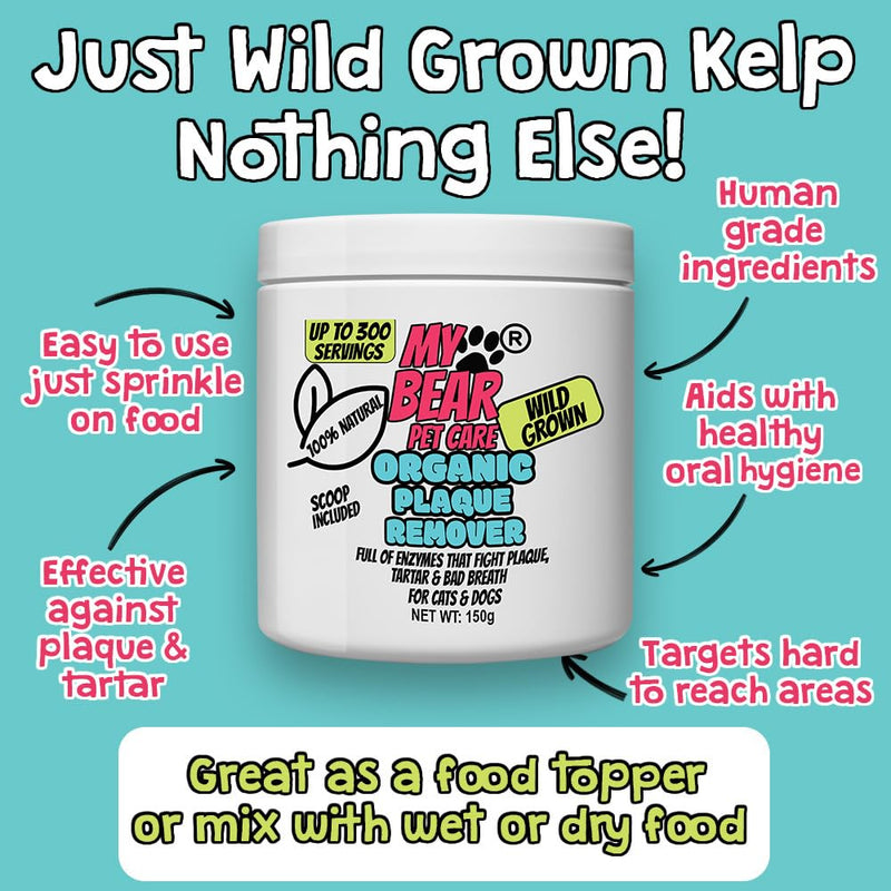 Plaque & Tartar Remover Kelp Seaweed for Dogs & Cats Bad Breath Remover 100% Natural Teeth Cleaner 150g