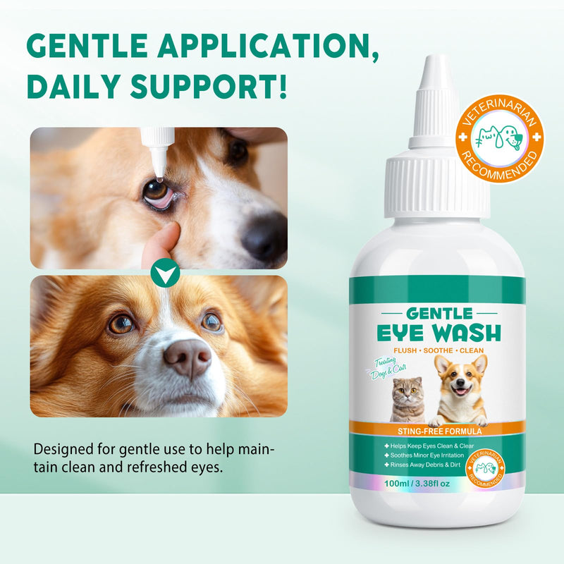 Dog Eye Drops,Eye Drops for Dogs&Cats, Gentle Eye Irritation Solution for Pets,Long Lasting Hydration,Soothe Dry Eyes Pink Eyes,Pet Tear Cleaner,Safe for All Pets,100ML