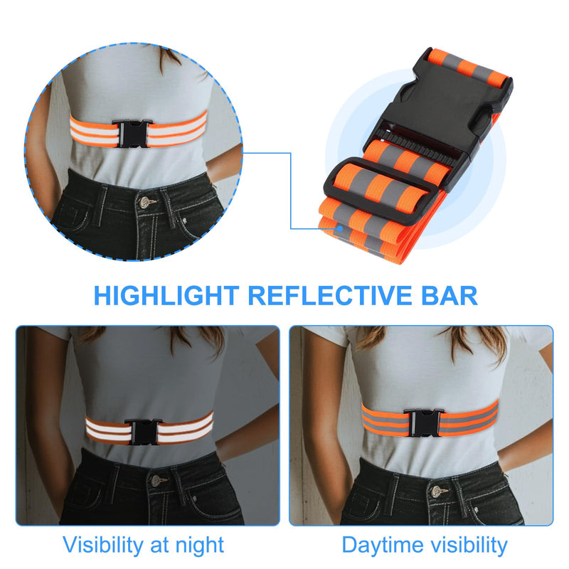PATIKIL Adjustable Reflective Running Belt, Glow Pt Belt Sash for Cycling Red-Orange 1.9 Inch