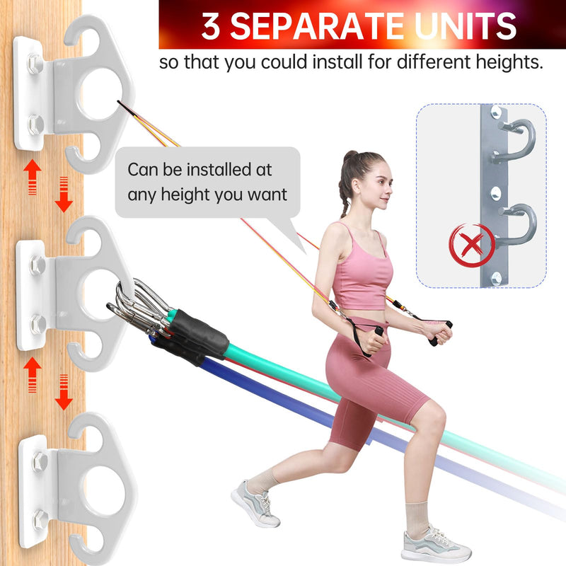 Resistance Band Wall Anchor Set，No Weld Wall Mount for Exercise Bands & Suspension Straps Resistance Band Wall Mount System Compact Strength Training Kit for Home Gym Workouts & Physical Therapy Whiite（3pcs）