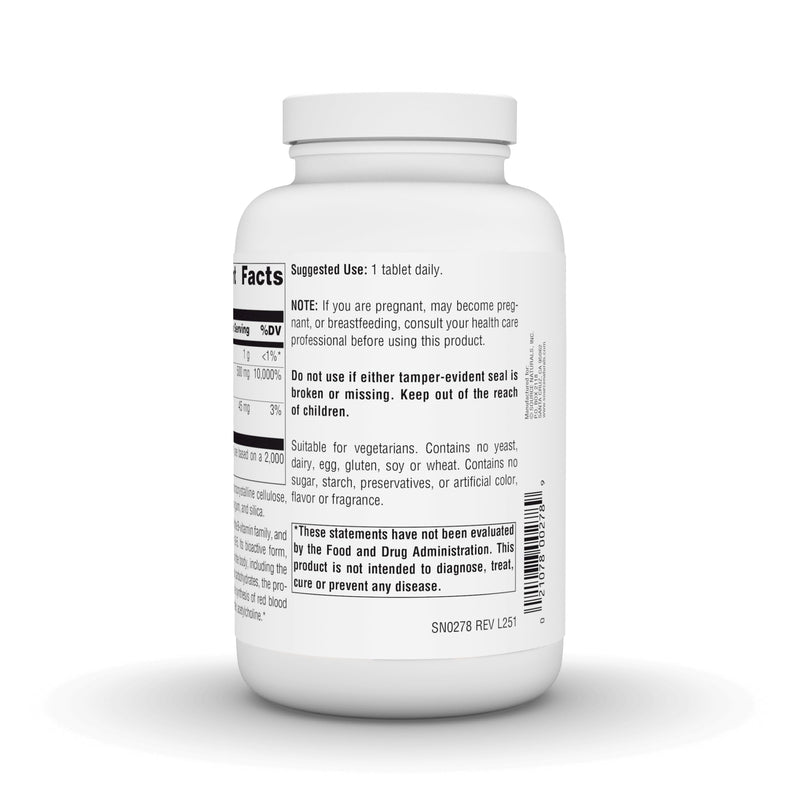 Source Naturals Pantothenic Acid, Vitamin B-5, 500 mg - 200 Tablets | Vegetarian Dietary Supplement | Energy Support*