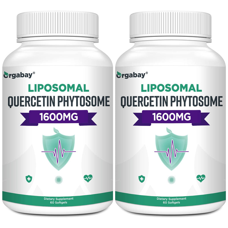 Orgabay Liposomal Quercetin Phytosome 1600 mg,Bromelain 200mg,Zinc 30mg,Vitamin C Turmeric 40 mg,Highest Absorption,Quercetin Complex, 60 Softgels 60 Count (Pack of 1)