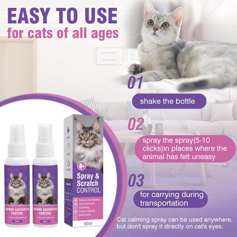 Pet Calming Spray Cat Calming Spray Pack of 2 Calming Spray for Cats Cat Calming Soothing Relaxation Anti Stress Agent Calming Signs M - BeesActive Australia