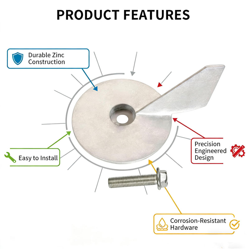 Zinc Trim Tab Anode 17264T2 for Mercury Mariner Force 30-75 HP Outboard Motor Replacement 17264C1 F17264C1 Anti-Corrosion Anode 30-75HP - BeesActive Australia