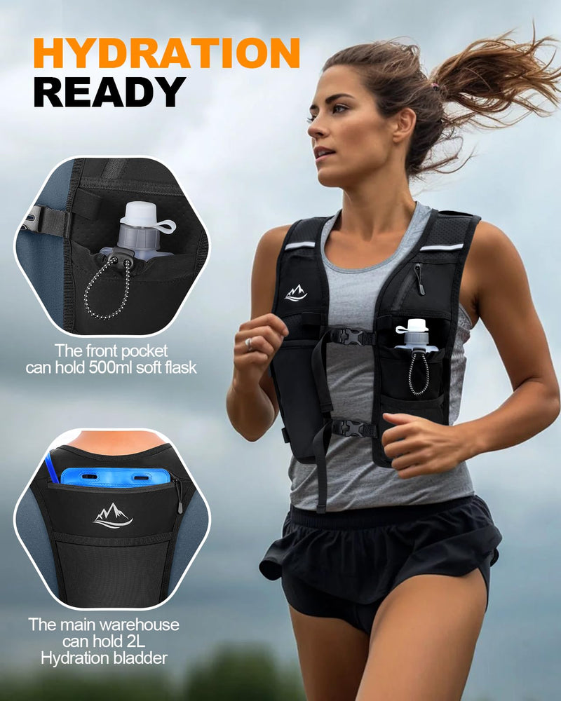 Running Vest for Women Men, Reflective Hydration Vest with Adjustable Waistband & Phone Pocket, Lightweight Breathable Running Water Vest for Jogging Hiking Trail Cycling and Marathon Race Medium - BeesActive Australia