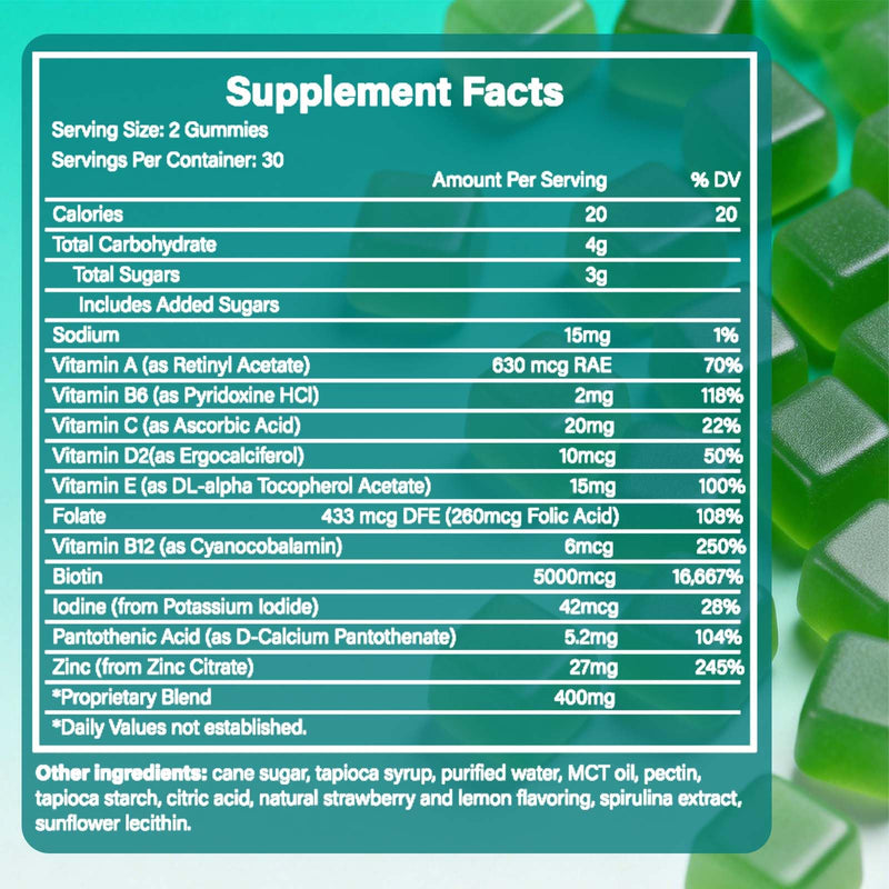 Hair Revive Gummies with Sea Moss & Pearl Powder - Supports Hair Growth, Skin Glow & Nail Strength for Women & Men - with Vitamins C, E & Aloe Vera, 60 Count (1) 1
