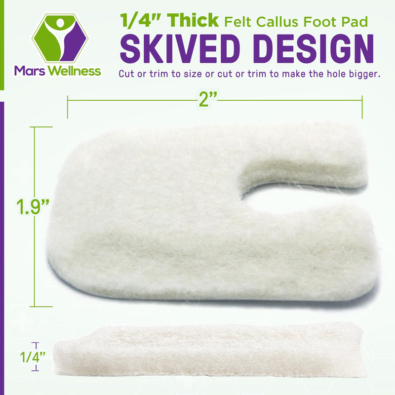 U Shaped Skived Felt Callus Horseshoe Pads - Adhesive Foot Pads That Protect Calluses from Rubbing On Shoes - Skived 1/4" - 25 Pack - BeesActive Australia