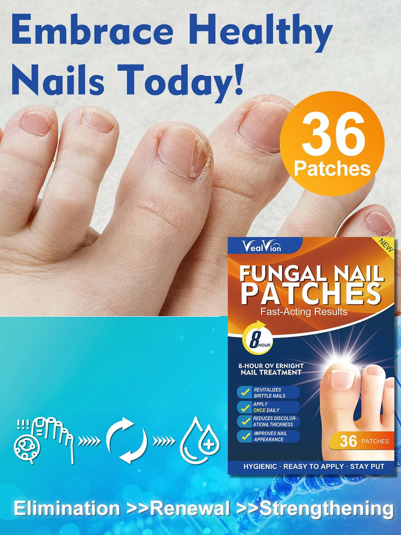 Toenail Fungus Treatment Extra Strength -36 Pcs Fungal Nail Patches, Nail Repair for Damaged Nails, Overnight Renewal for Men and Women