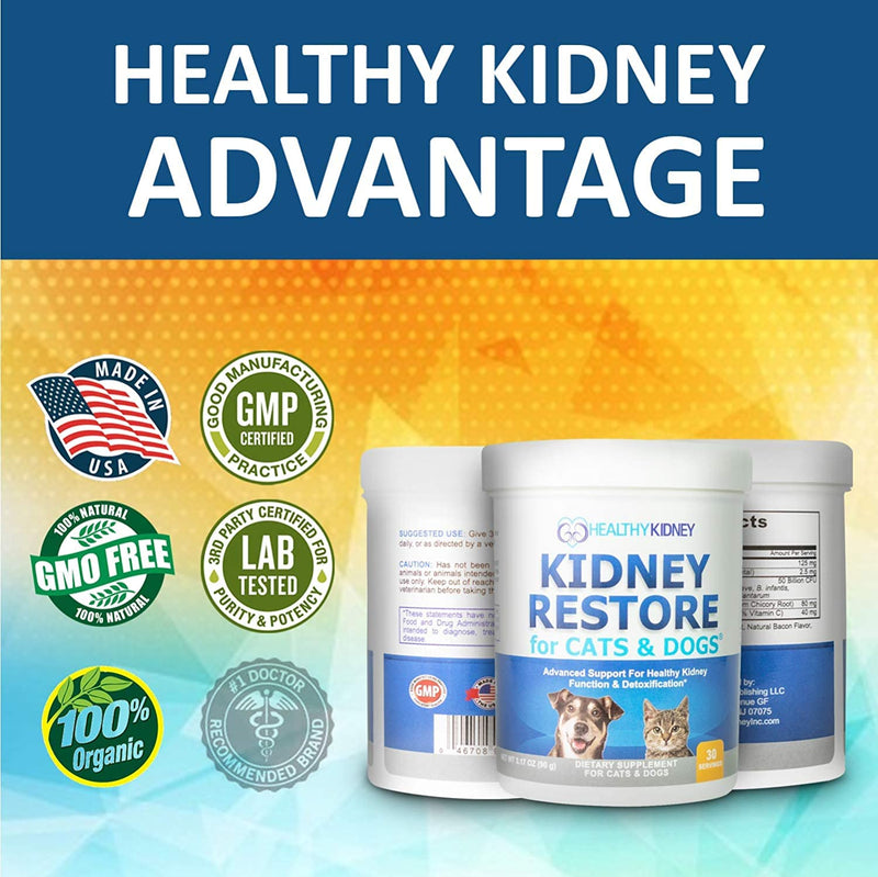 Kidney Restore Cats & Dogs Unflavored for Supporting Normal Kidney Function, Creatinine, Pet Renal Kidney Health Supplement Felines Canines 1 Pack - PawsPlanet Australia