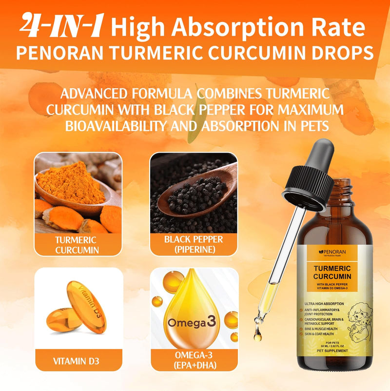 Turmeric Joint care for dogs and senior dogs, Anti-inflammatory, Arthritis Relief, Hip and Joint Pain Relief, Mobility, Flexibility Support, better absorption with 4 in 1 natural formula