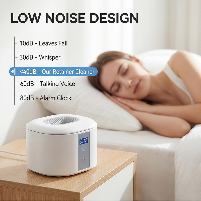 Dental Ultrasonic Retainer Cleaner Machine, 45kHz Ultrasonic Denture Cleaner with 200ML Capacity & 4 Modes for Dentures, Retainers, Mouth Guard, Toothbrush Heads, Jewelry-White White - BeesActive Australia