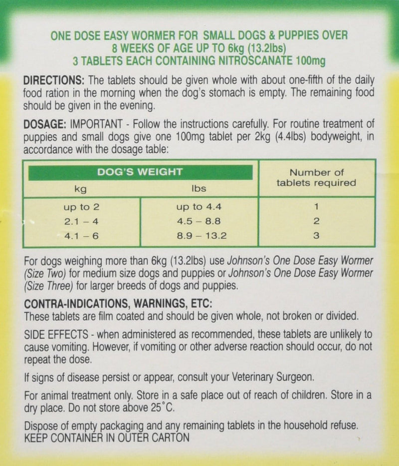 Johnson's Vet Easy One Dose Wormer, Size 1 (Pack of 2)