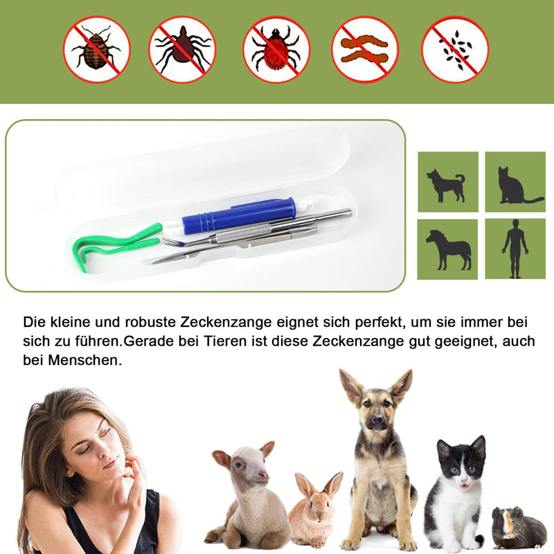 Nepfaivy tick tweezers for dogs, cats, humans - set of 5 tick tweezers for dogs with 2 tick hooks, 2 metal tick tweezers and 1 tick tweezers, simple and safe tick remover for children and pets, green + blue (with stainless steel). - BeesActive Australia