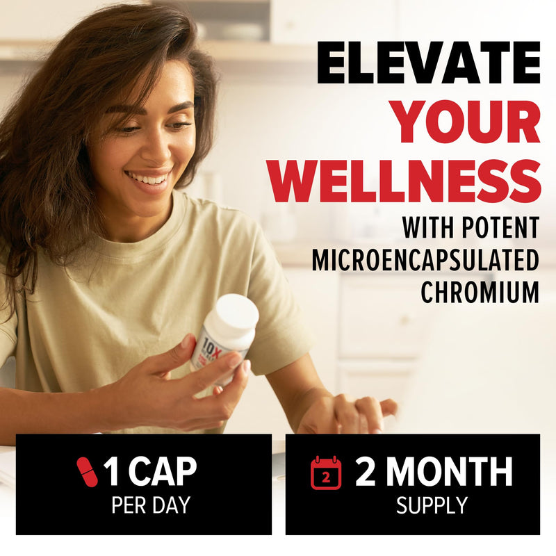 10X Health MIC Chromium Supplements - 60 Capsules - Contains Choline Inositol & L Methionine - Mineral Supplements for Daily Nutritional Support - Chromium, L-Methionine, Choline Supplements