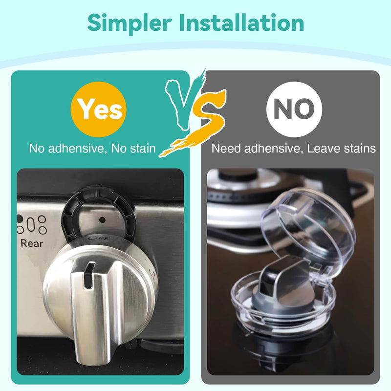 Gas Stove Knob Locks Protecting Kids and Pets; Oven Knob Covers for Child Safety (5 Pack,Black) Black - BeesActive Australia