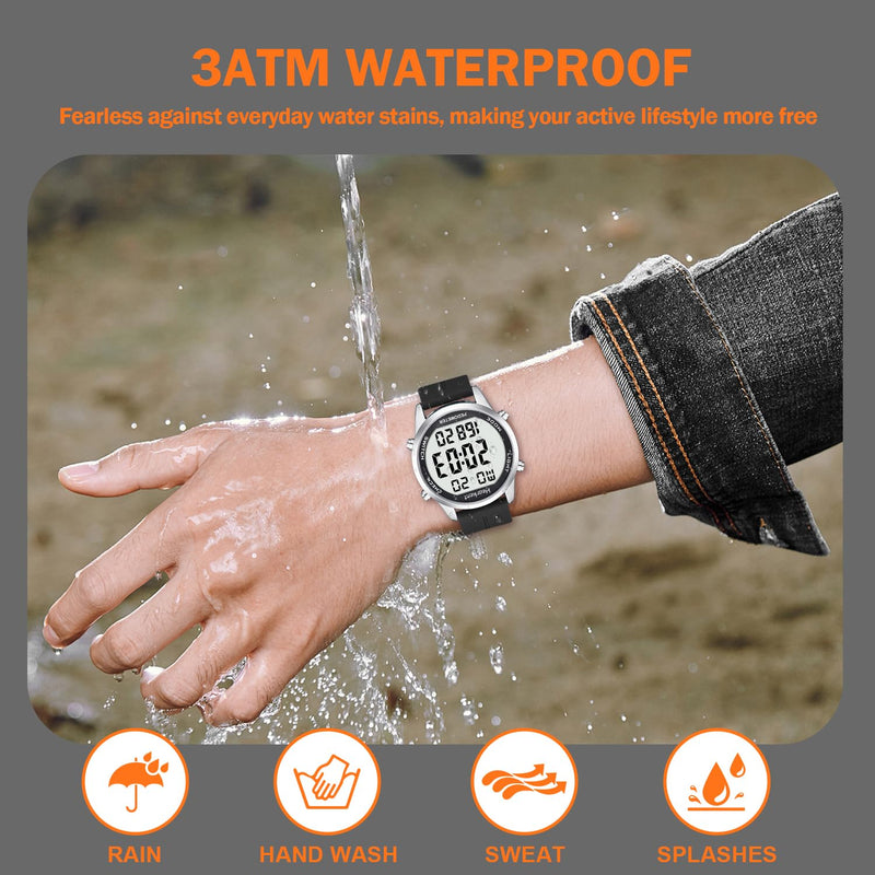 Pedometer Watch for Walking for Senior No App Required with Steps Calories Counter and LCD Large Numbers Black - BeesActive Australia