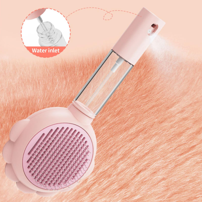 TOOVREN Spray Cat Brush with Release Button, Cat Brushes for Indoor Cats, Self Cleaning Cat Hair Brush for Removing Tangled and Loose Hair, Pet Hair Removal Comb for Cats and Dogs (Pink) pink - BeesActive Australia