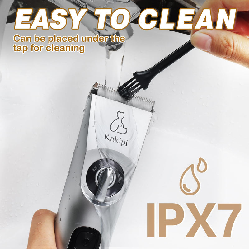 3 in 1 Low Noise Dog Clippers for Grooming, Adjustable Dog Grooming Kit for Thick Hair, IPX7 Waterproof Pet Grooming Supplies with Paw Trimmer and Scissors, for Large & Small Dog Sliver - BeesActive Australia