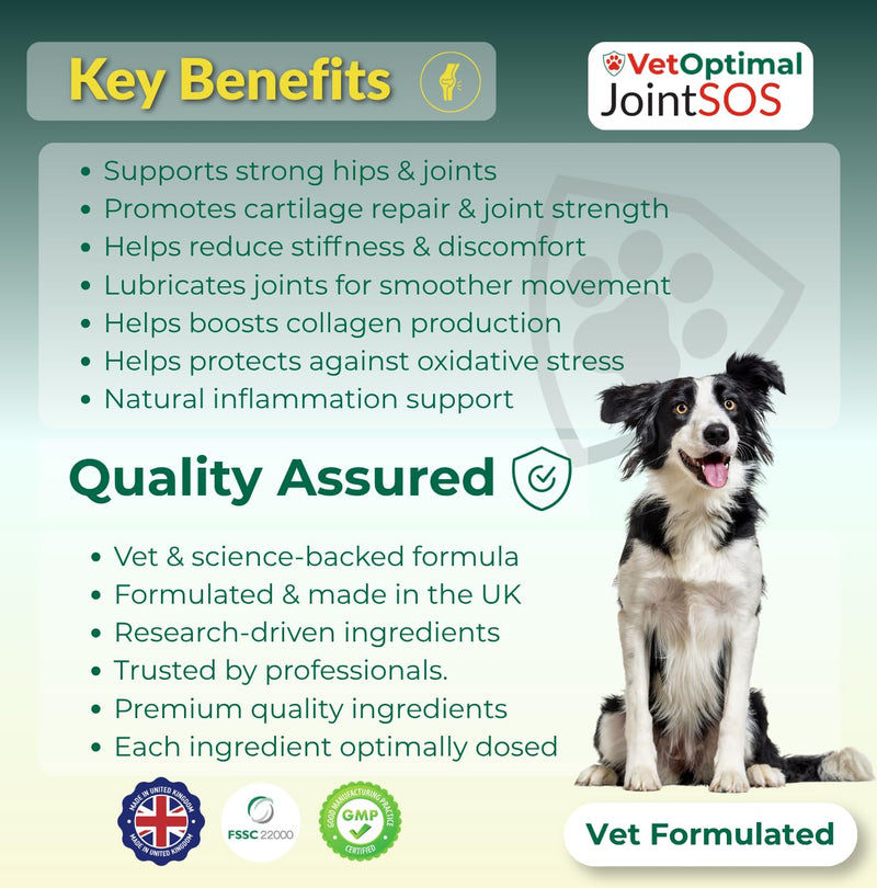 JointSOS Hip and Joint Supplement for Dogs – Advanced Mobility Support for All Breeds – Collagen, Green Lipped Mussel, Glucosamine, Hyaluronic Acid – Cartilage & Flexibility Formula