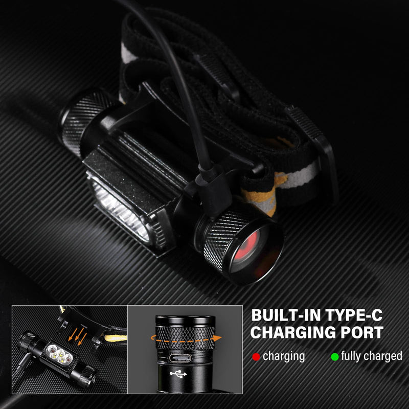 sofirn LED Headlamp Rechargeable, H35R Super Bright Lightweight Head Light with 660nm Deep Red Light, 1500 Lumens White Light, IPX6 Waterproof Head Flashlight for Running Hiking Camping