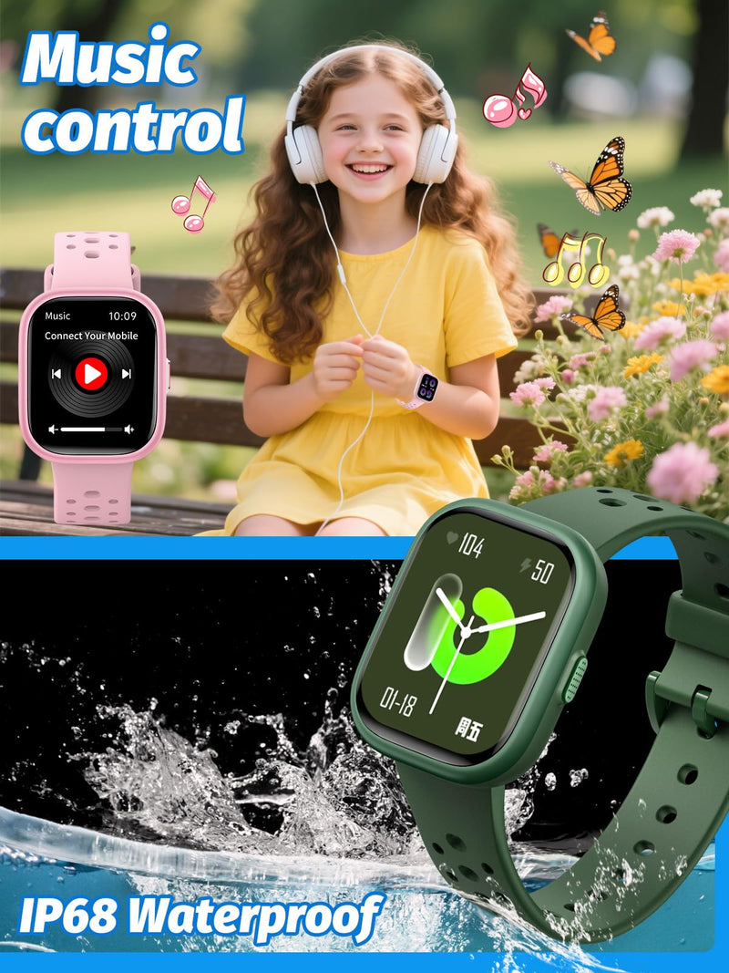 teslahero Upgraded Kids Smart Watch Fitness Tracker, 1.85" Screen with 12 Puzzle Games, Heart Rate Sleep Monitor, Pedometer, Waterproof Activity Tracker with/Without APP for Boys Girls Black - BeesActive Australia