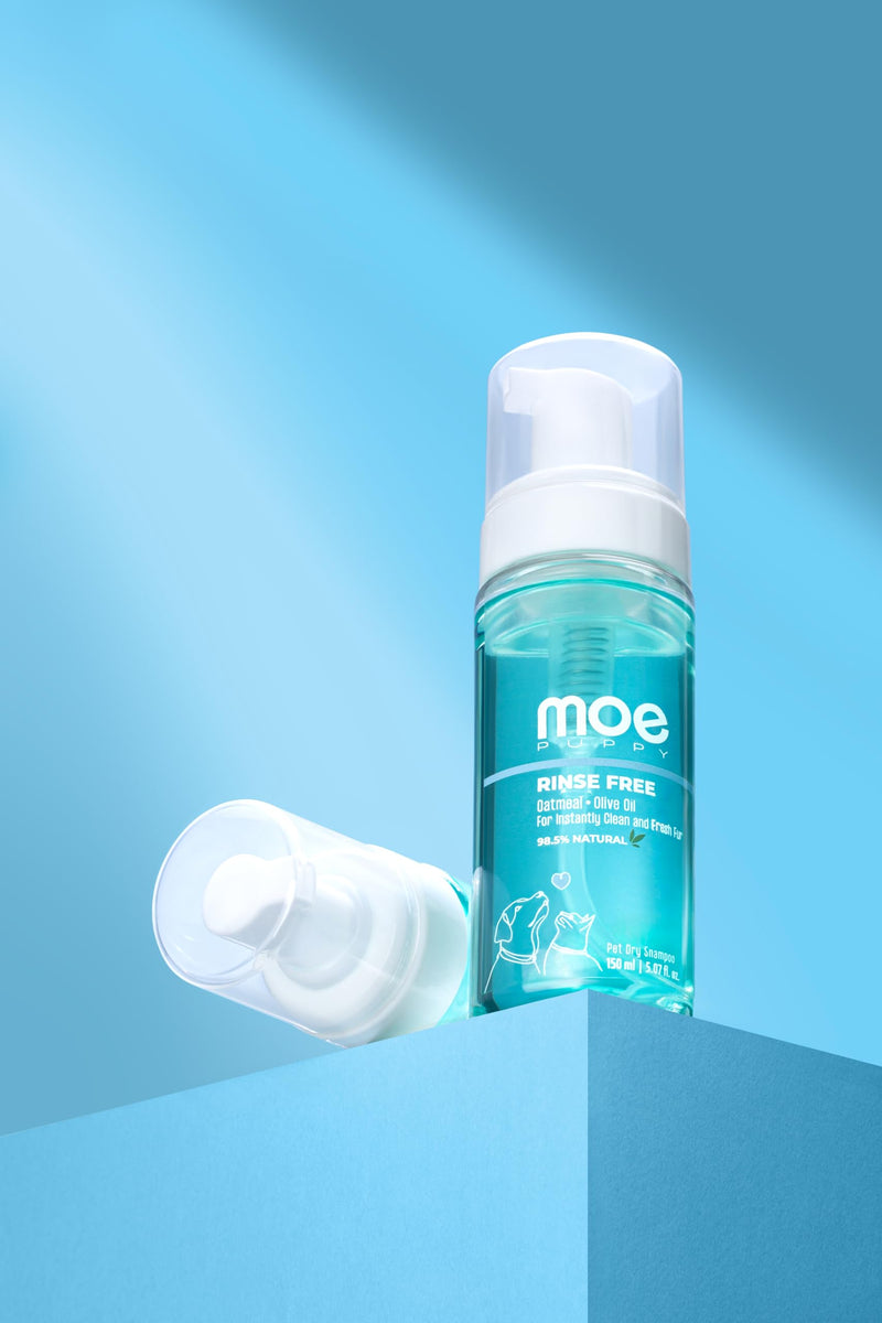 Moe Rinse Free Pet Dry Shampoo for Instantly Clean and Fresh Fur | Waterless Foam Cleanser for Dogs and Cats | (150 ml) (Blue) - BeesActive Australia