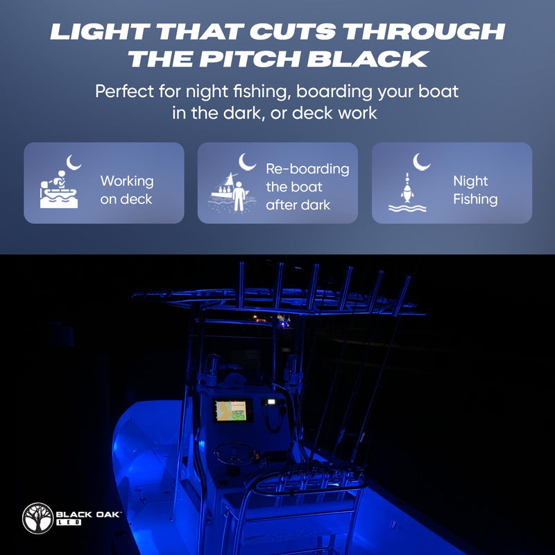 Black Oak LED Marine LED Boat Light Marine Accent Lights – Fishing Lights, Courtesy Lights, Deck Lights Dimmable White Lights – Boat Lighting for Fishing, Pontoon,Kayak,Yacht,Sailboat Green Light - BeesActive Australia