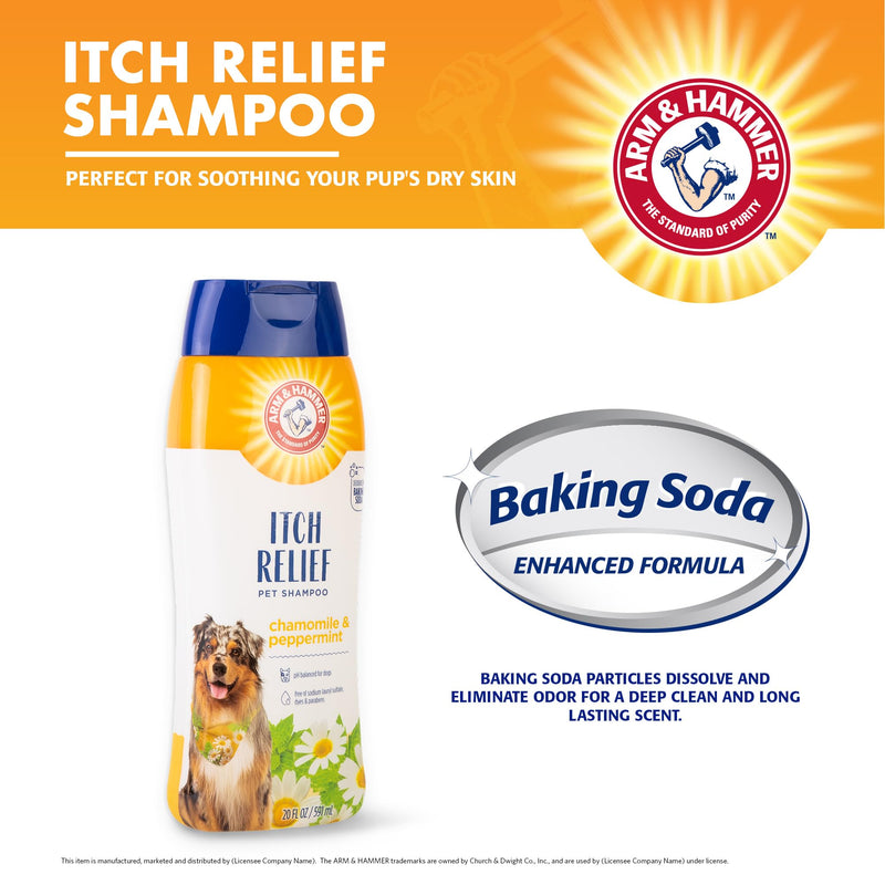 Arm & Hammer for Pets Itch Relief Shampoo, 20oz Chamomile and Peppermint Scent | Professional Quality Dog Itch Shampoo, Free of Sodium Lauryl Sulfate & Parabens Chamomile & Peppermint 20 Fl Oz (Pack of 1) - BeesActive Australia