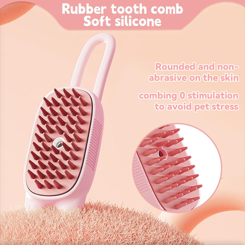 Cat Steam Brush for Shedding, 3 in 1 Pet Steam Brush Comb hair, Bath and Massage, Silicone Anti-Static Steamy Dog Brush, Pet Grooming Brush, Dry and Wet Dual-Use Cleaning Brush for Cats And Dogs(Pink) Pink - BeesActive Australia