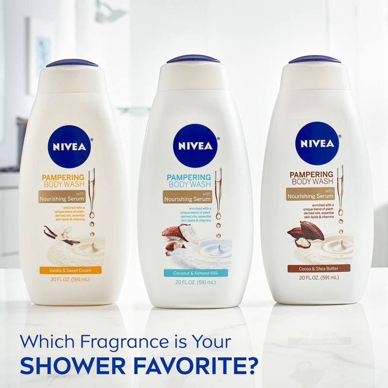 NIVEA Coconut and Almond Milk Body Wash with Nourishing Serum, 20 Fl Oz Bottle Coconut / Almond Milk 20 Fl Oz (Pack of 1) - BeesActive Australia