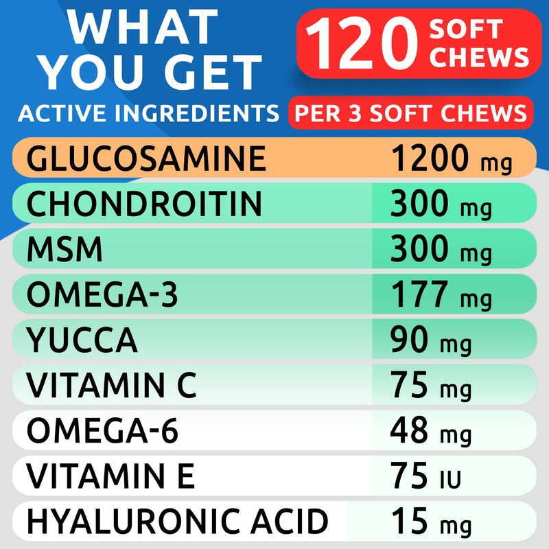 Advanced Glucosamine Chondroitin + Vet Strength Dog Probiotics for Digestive Health - Hip Joint Pain Relief - Digestive Enzymes & Gas, Diarrhea, Constipation Relief Supplement - Made in USA