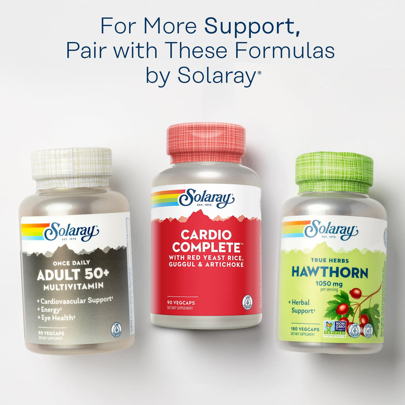 SOLARAY Cardio Complete with Red Yeast Rice, Guggul & Artichoke Extracts, Plus B Vitamins and More - Lab Verified, 60-Day Guarantee - 45 Servings, 90 VegCaps