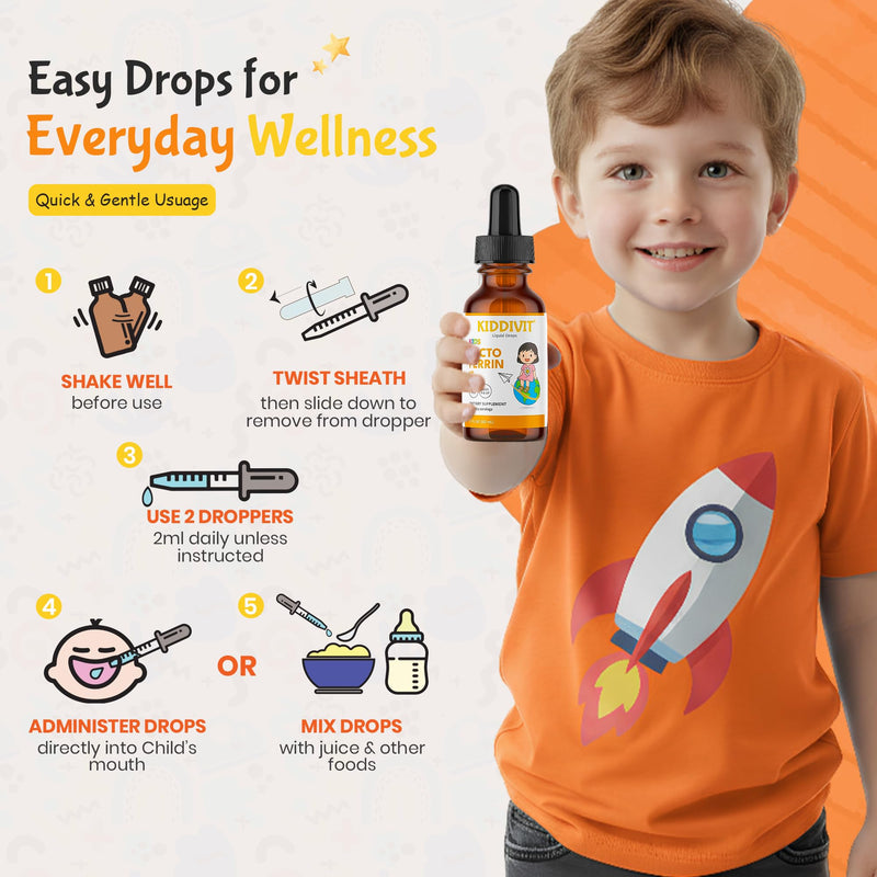Lactoferrin Kids Liquid Drops with Vitamin C – 30 Daily Servings, 2 FL OZ (60 mL) – Immune & Digestive Support – Sugar Free, Gluten Free